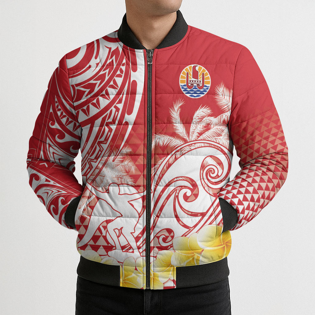 Personalised Tahiti Surfing Bomber Puffer Jacket Polynesian Style LT05 - Polynesian Pride