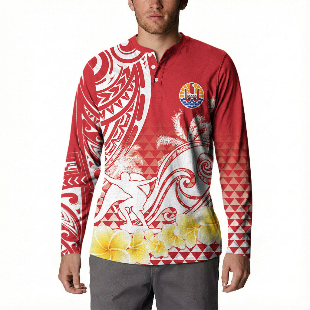 Personalised Tahiti Surfing Button Sweatshirt Polynesian Style LT05 - Polynesian Pride