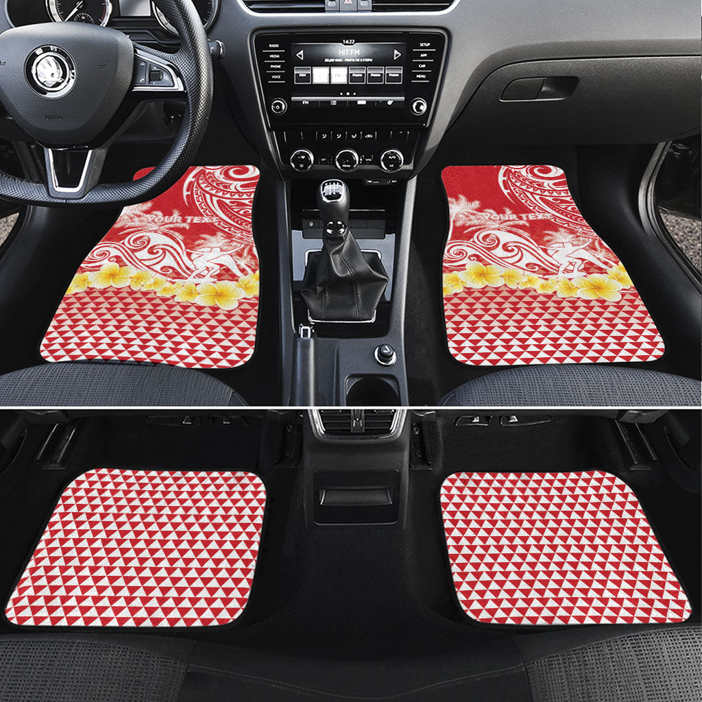 Personalised Tahiti Surfing Car Mats Polynesian Style LT05 Set 4pcs Red - Polynesian Pride