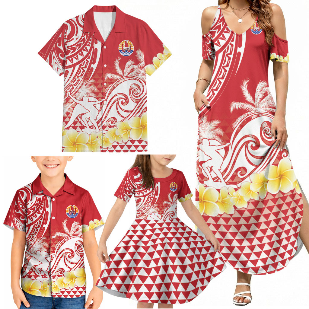 Personalised Tahiti Surfing Family Matching Summer Maxi Dress and Hawaiian Shirt Polynesian Style LT05 - Polynesian Pride