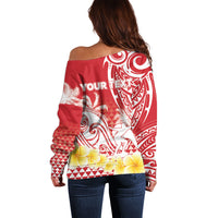 Personalised Tahiti Surfing Off Shoulder Sweater Polynesian Style LT05 - Polynesian Pride