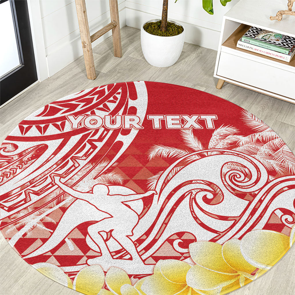 Personalised Tahiti Surfing Round Carpet Polynesian Style LT05 Red - Polynesian Pride