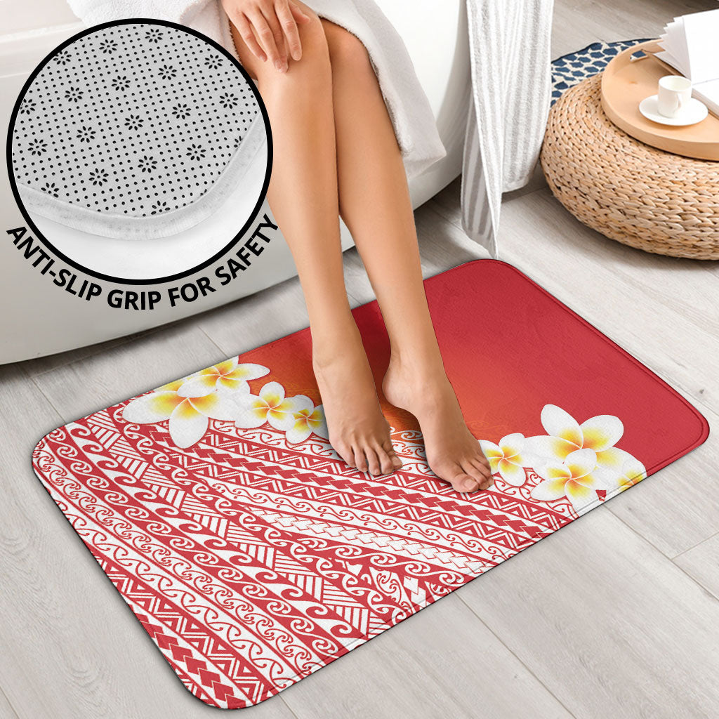 Tahiti Plumeria Tribal Pattern Bathroom Set Wave Style Red LT05 - Polynesian Pride