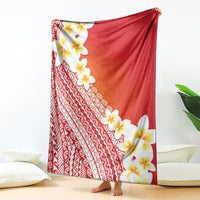 Tahiti Plumeria Tribal Pattern Blanket Wave Style Red LT05 - Polynesian Pride