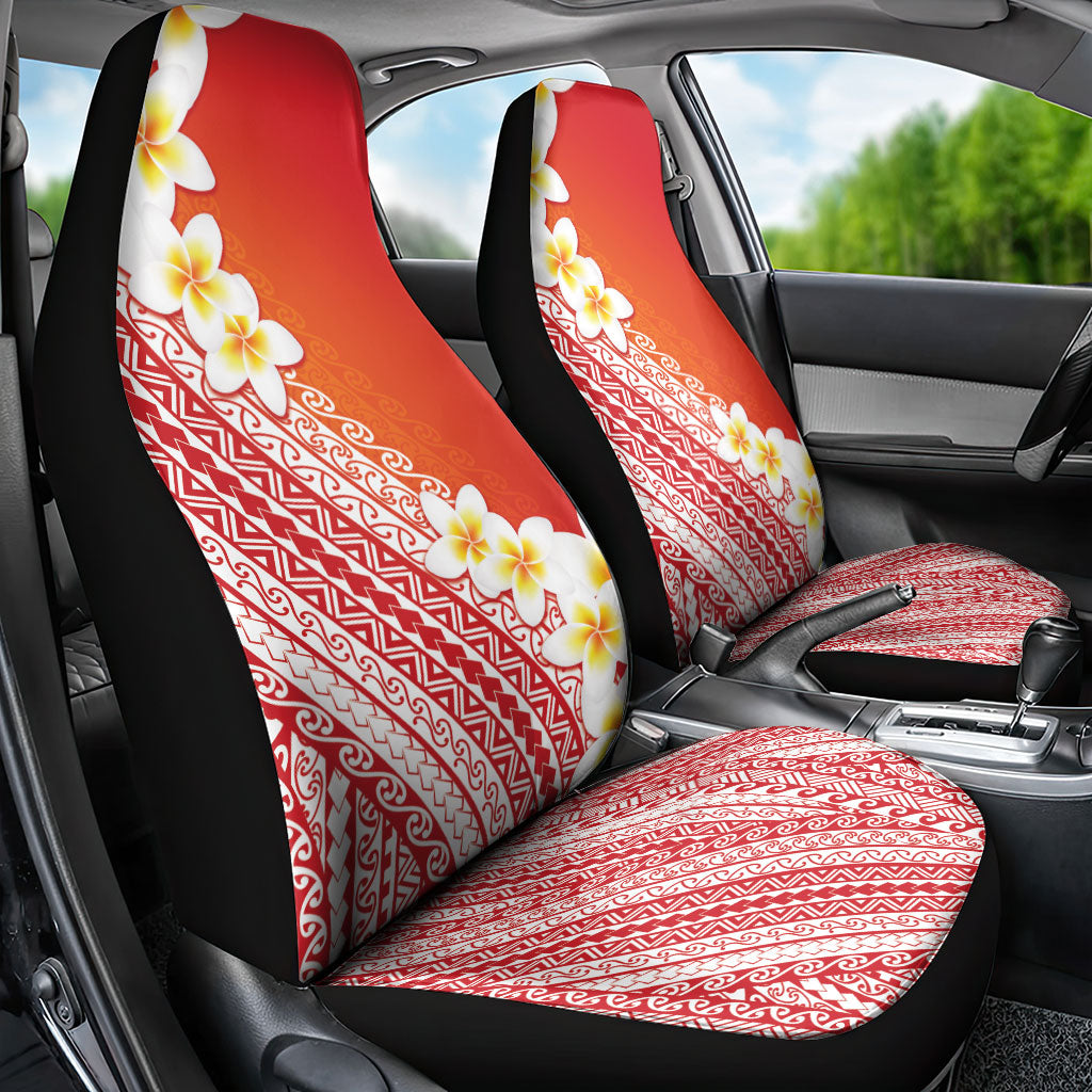 Tahiti Plumeria Tribal Pattern Car Seat Cover Wave Style Red LT05 - Polynesian Pride