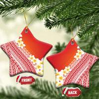 Tahiti Plumeria Tribal Pattern Ceramic Ornament Wave Style Red