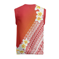Tahiti Plumeria Tribal Pattern Christmas Knitted V-Neck Vest Wave Style Red LT05 - Polynesian Pride