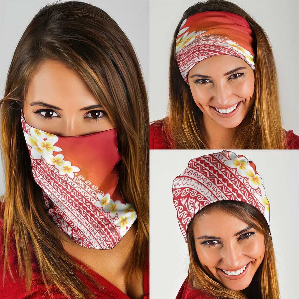 Tahiti Plumeria Tribal Pattern Neck Gaiter Wave Style Red LT05 - Polynesian Pride