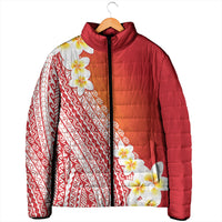 Tahiti Plumeria Tribal Pattern Padded Jacket Wave Style Red LT05 - Polynesian Pride