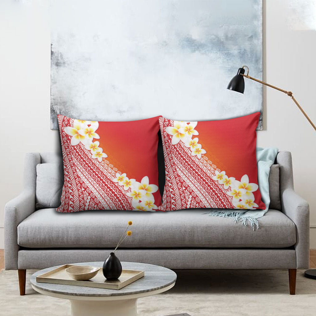 Tahiti Plumeria Tribal Pattern Pillow Cover Wave Style Red LT05 - Polynesian Pride