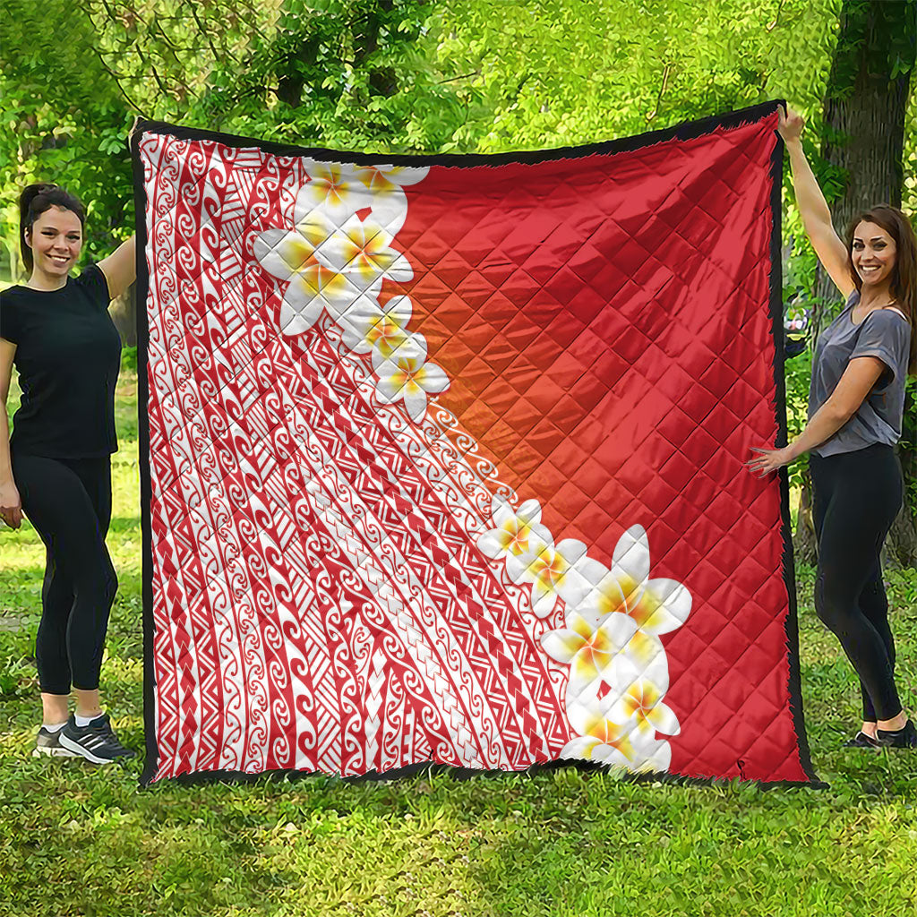 Tahiti Plumeria Tribal Pattern Quilt Wave Style Red LT05 - Polynesian Pride