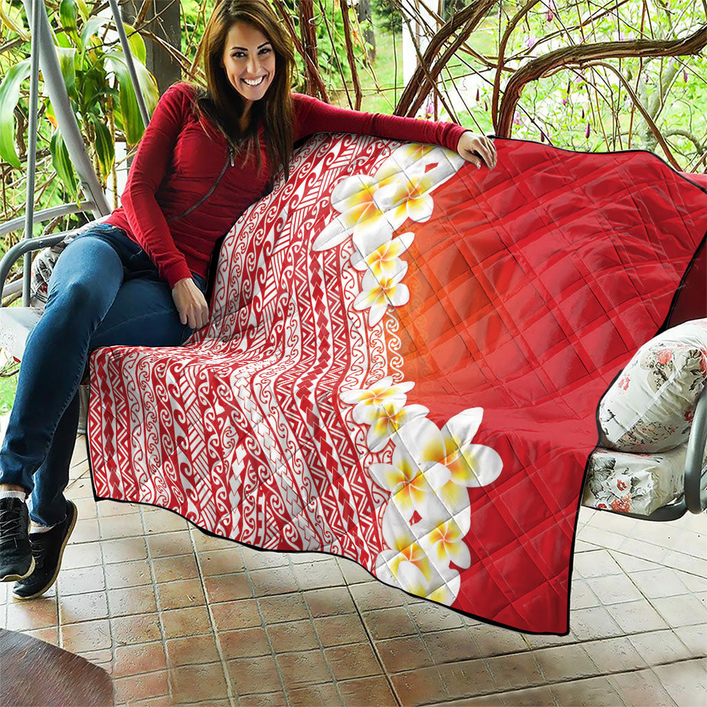 Tahiti Plumeria Tribal Pattern Quilt Wave Style Red LT05 - Polynesian Pride