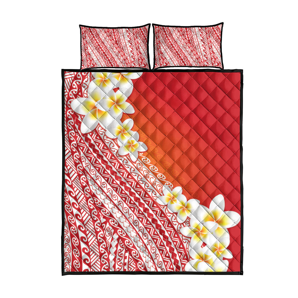 Tahiti Plumeria Tribal Pattern Quilt Bed Set Wave Style Red LT05 - Polynesian Pride