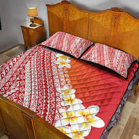 Tahiti Plumeria Tribal Pattern Quilt Bed Set Wave Style Red LT05 - Polynesian Pride