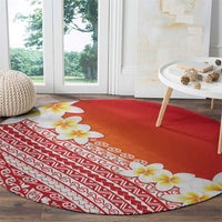 Tahiti Plumeria Tribal Pattern Round Carpet Wave Style Red LT05 - Polynesian Pride