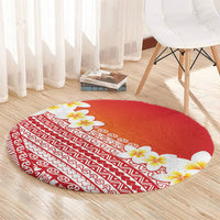 Tahiti Plumeria Tribal Pattern Round Carpet Wave Style Red LT05 - Polynesian Pride
