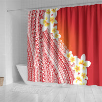 Tahiti Plumeria Tribal Pattern Shower Curtain Wave Style Red LT05 - Polynesian Pride