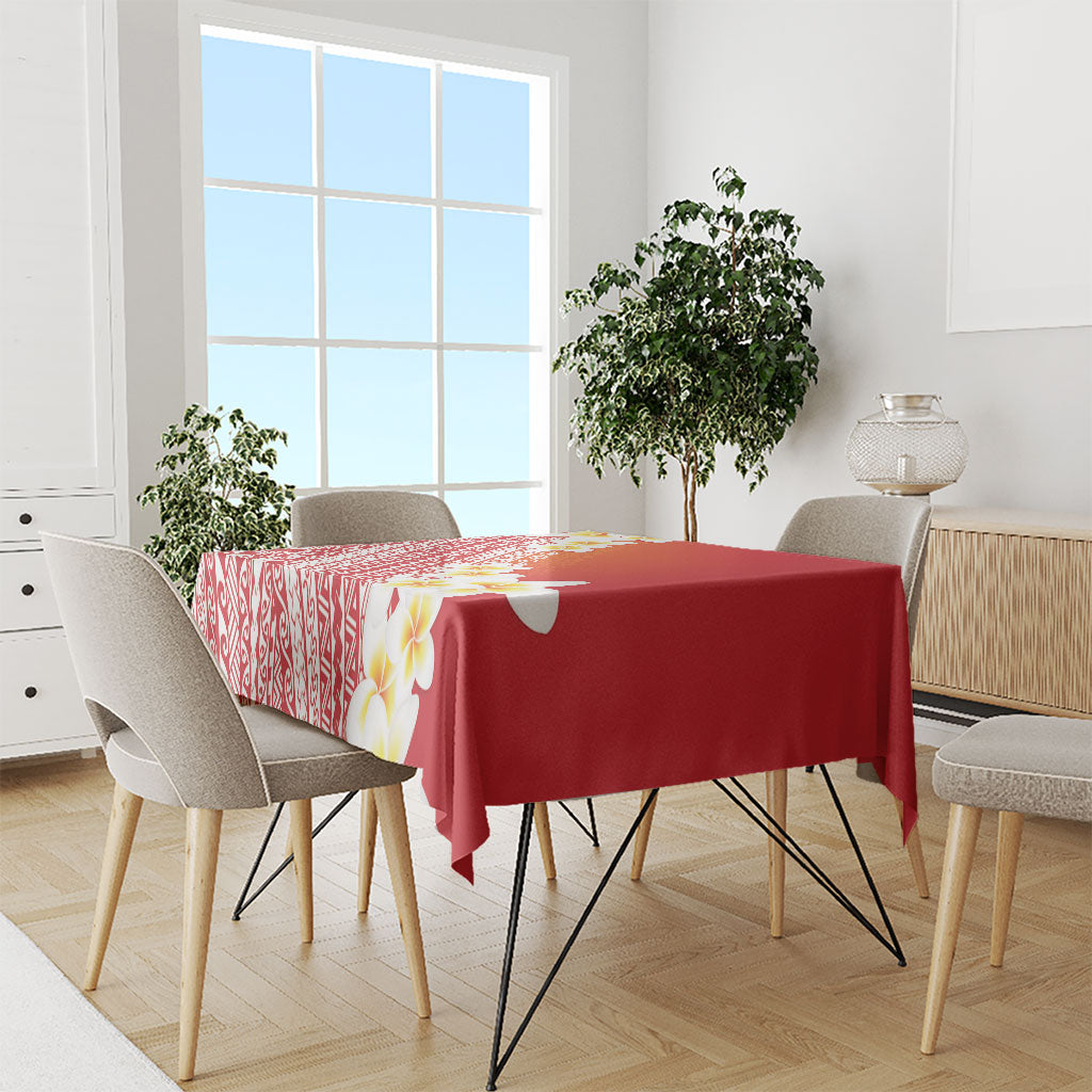 Tahiti Plumeria Tribal Pattern Tablecloth Wave Style Red LT05 - Polynesian Pride
