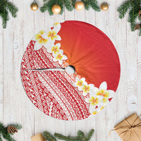 Tahiti Plumeria Tribal Pattern Tree Skirt Wave Style Red
