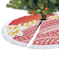 Tahiti Plumeria Tribal Pattern Tree Skirt Wave Style Red