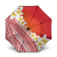 Tahiti Plumeria Tribal Pattern Umbrella Wave Style Red LT05 One Size Folded 11.42 inch Opened Diameter 37.4 inch Red - Polynesian Pride