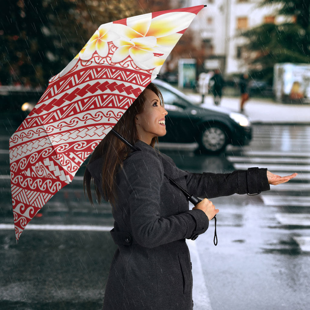 Tahiti Plumeria Tribal Pattern Umbrella Wave Style Red LT05 - Polynesian Pride