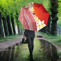 Tahiti Plumeria Tribal Pattern Umbrella Wave Style Red LT05 - Polynesian Pride