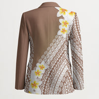 Tahiti Plumeria Tribal Pattern Blazer Wave Style Brown LT05 - Polynesian Pride