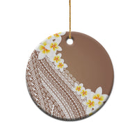 Tahiti Plumeria Tribal Pattern Ceramic Ornament Wave Style Brown