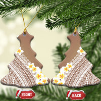 Tahiti Plumeria Tribal Pattern Ceramic Ornament Wave Style Brown