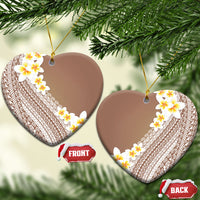 Tahiti Plumeria Tribal Pattern Ceramic Ornament Wave Style Brown
