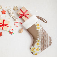 Tahiti Plumeria Tribal Pattern Christmas Stocking Wave Style Brown