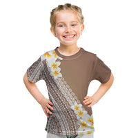 Tahiti Plumeria Tribal Pattern Kid T Shirt Wave Style Brown LT05 Brown - Polynesian Pride