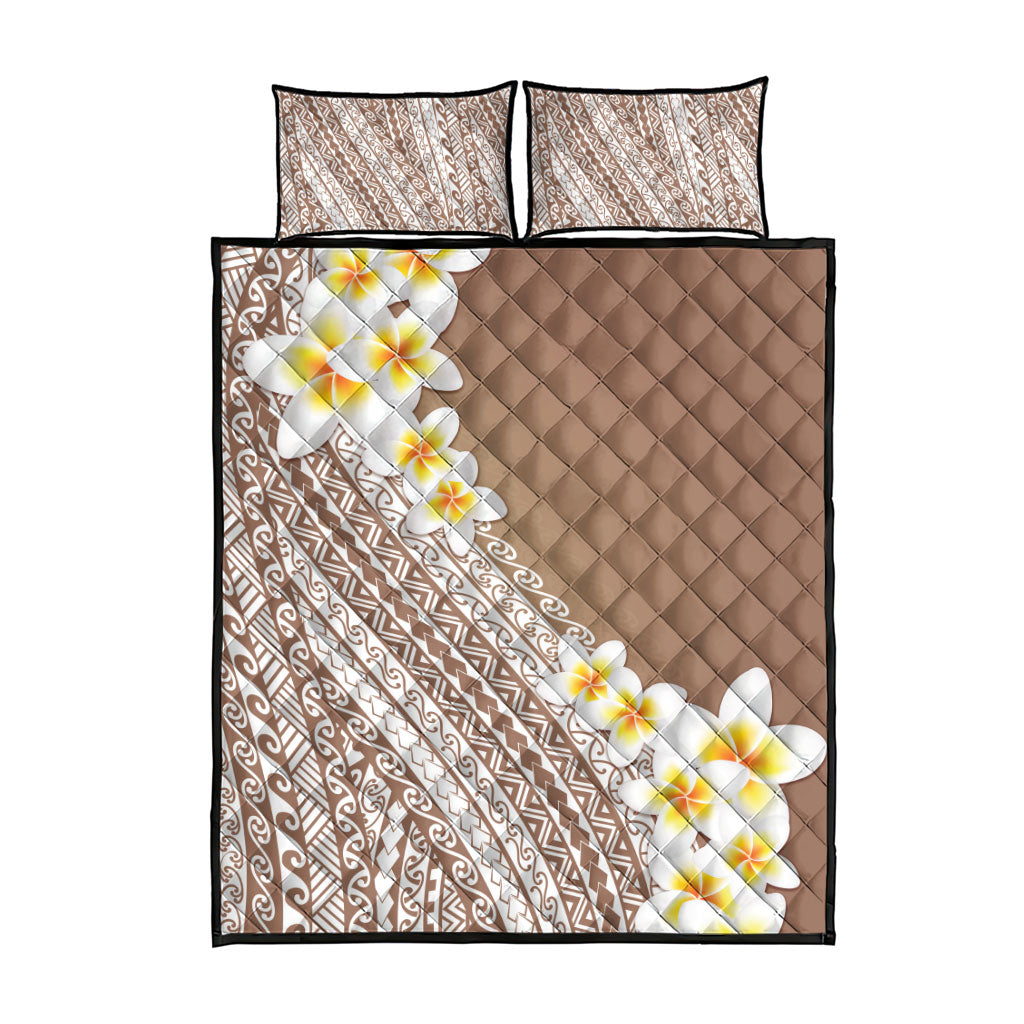 Tahiti Plumeria Tribal Pattern Quilt Bed Set Wave Style Brown LT05 - Polynesian Pride