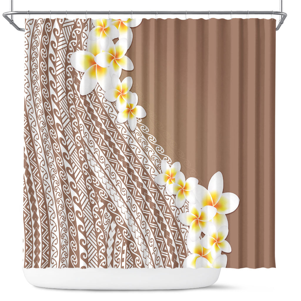 Tahiti Plumeria Tribal Pattern Shower Curtain Wave Style Brown LT05 Brown - Polynesian Pride