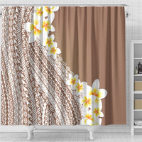 Tahiti Plumeria Tribal Pattern Shower Curtain Wave Style Brown LT05 - Polynesian Pride