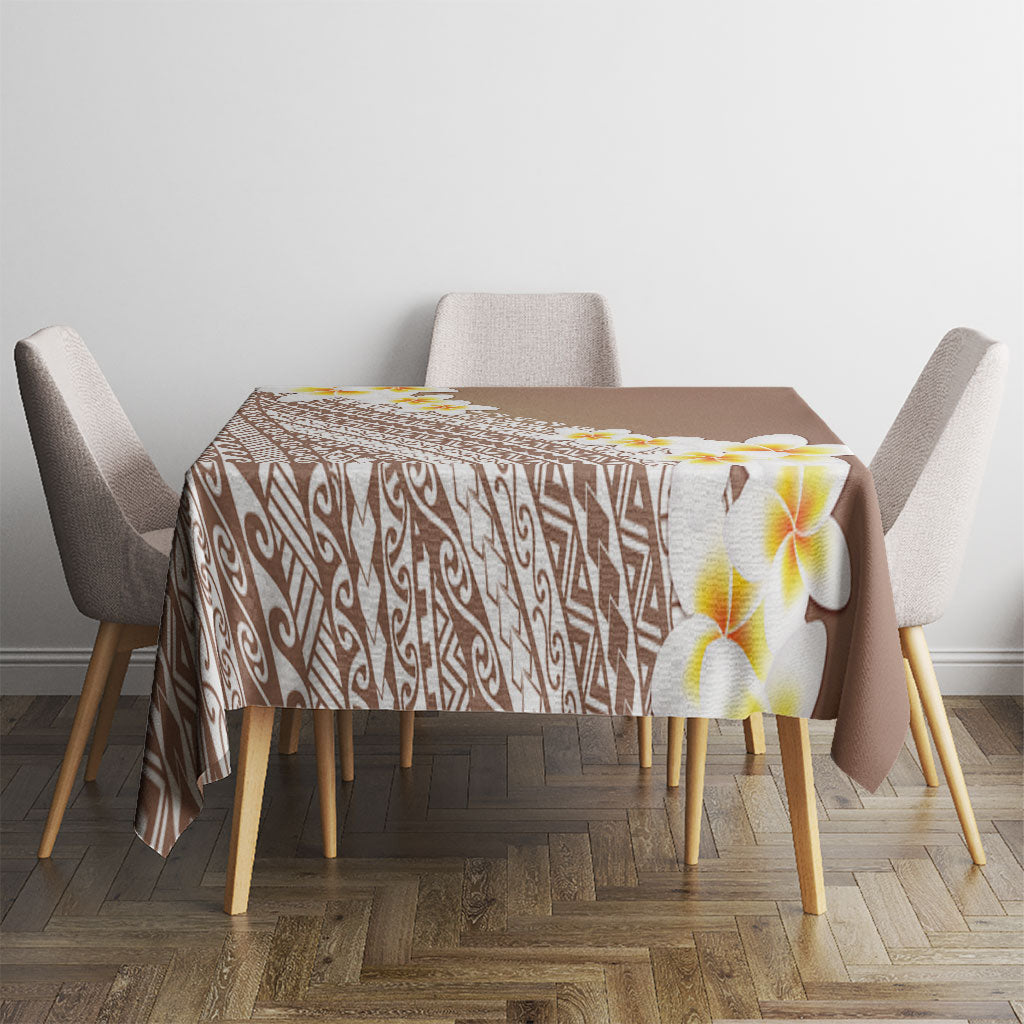 Tahiti Plumeria Tribal Pattern Tablecloth Wave Style Brown LT05 - Polynesian Pride