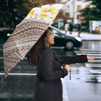 Tahiti Plumeria Tribal Pattern Umbrella Wave Style Brown LT05 - Polynesian Pride