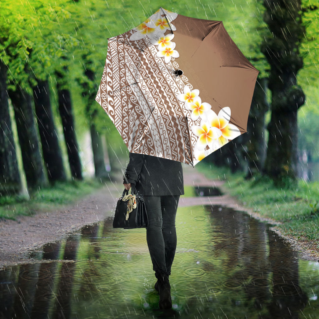 Tahiti Plumeria Tribal Pattern Umbrella Wave Style Brown LT05 - Polynesian Pride