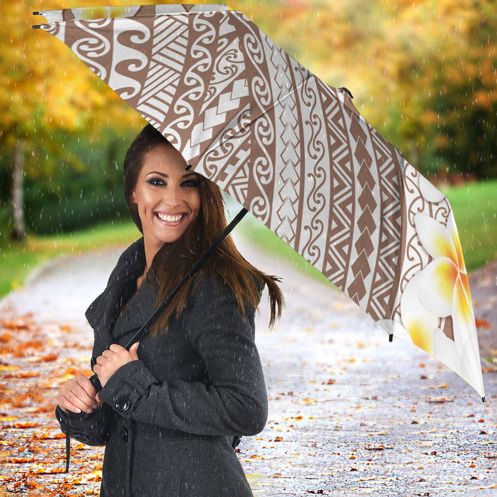 Tahiti Plumeria Tribal Pattern Umbrella Wave Style Brown LT05 - Polynesian Pride