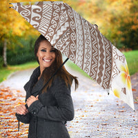Tahiti Plumeria Tribal Pattern Umbrella Wave Style Brown LT05 - Polynesian Pride