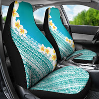 Tahiti Plumeria Tribal Pattern Car Seat Cover Wave Style Turquoise LT05 - Polynesian Pride