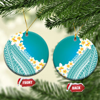 Tahiti Plumeria Tribal Pattern Ceramic Ornament Wave Style Turquoise