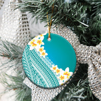 Tahiti Plumeria Tribal Pattern Ceramic Ornament Wave Style Turquoise
