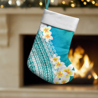 Tahiti Plumeria Tribal Pattern Christmas Stocking Wave Style Turquoise