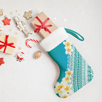 Tahiti Plumeria Tribal Pattern Christmas Stocking Wave Style Turquoise