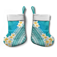 Tahiti Plumeria Tribal Pattern Christmas Stocking Wave Style Turquoise
