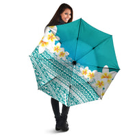 Tahiti Plumeria Tribal Pattern Umbrella Wave Style Turquoise LT05 - Polynesian Pride