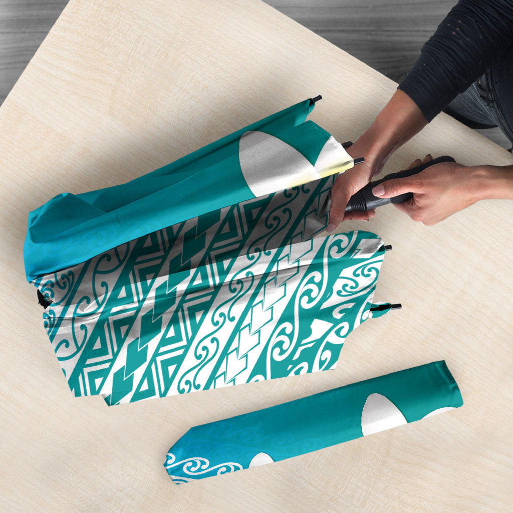 Tahiti Plumeria Tribal Pattern Umbrella Wave Style Turquoise LT05 - Polynesian Pride
