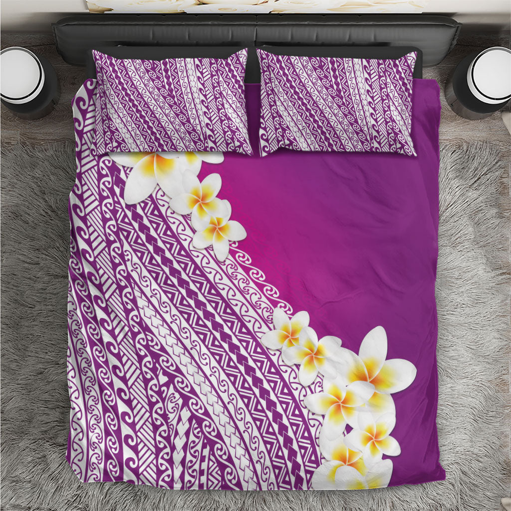 Tahiti Plumeria Tribal Pattern Bedding Set Wave Style Purple LT05 Purple - Polynesian Pride